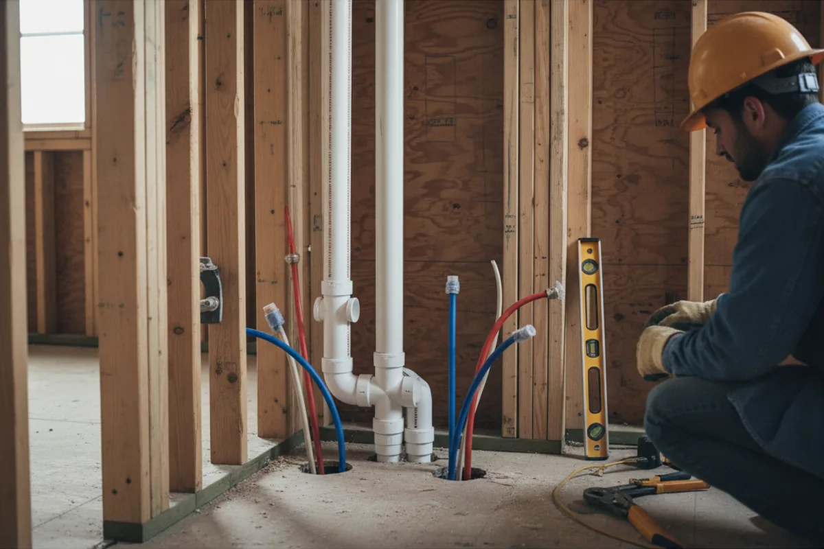 Drain and supply rough-in during Leak Detection in Closter