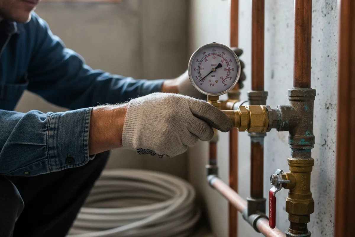 Pressure testing a repaired line during Water Line Repair in Closter